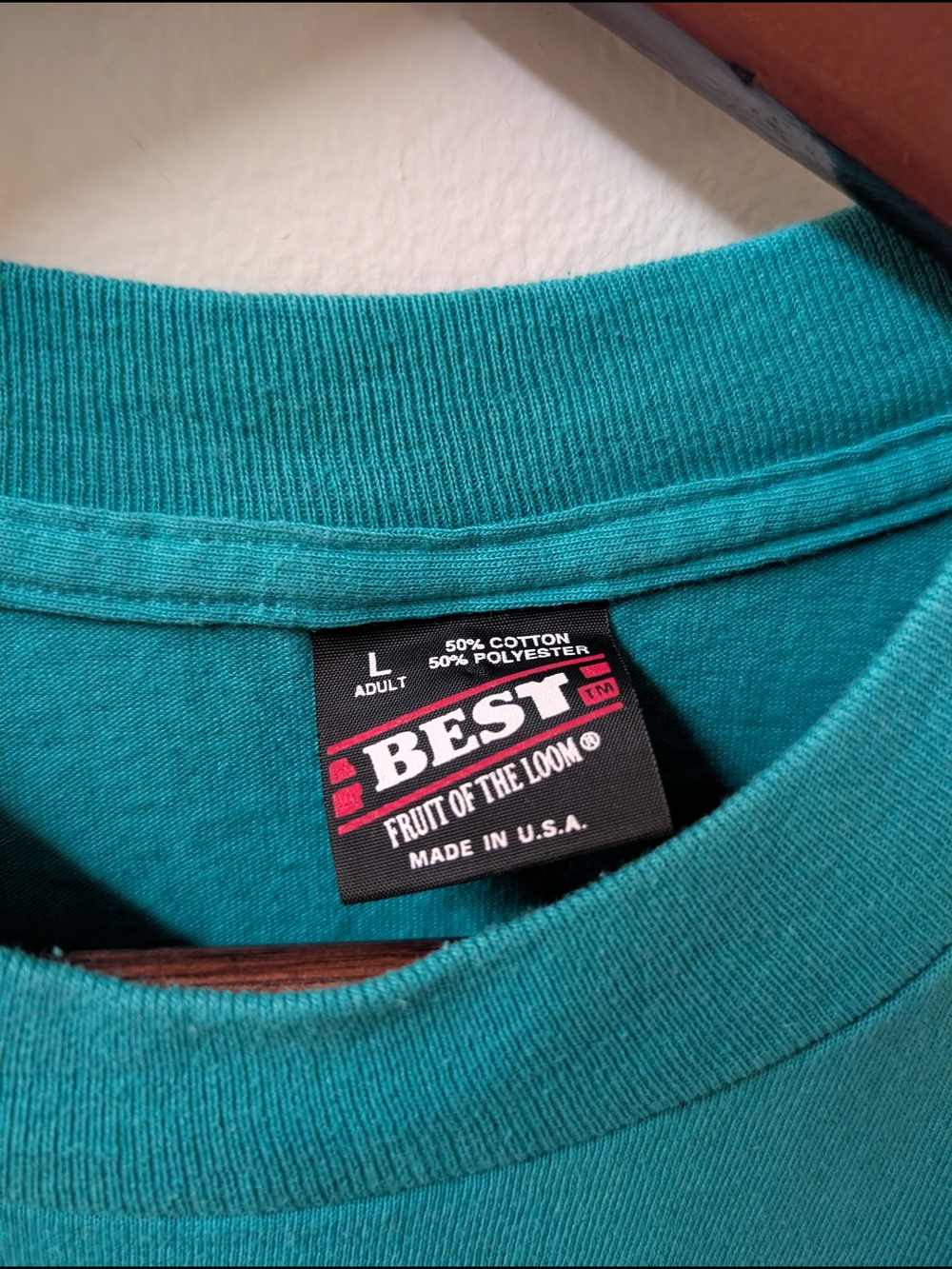 Fruit of the Loom BEST Teal Single Stitch Large Blank Tee